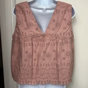 146. Loft, Mauve colored eyelet sleeveless shirt, fully lined, reversible?? XL